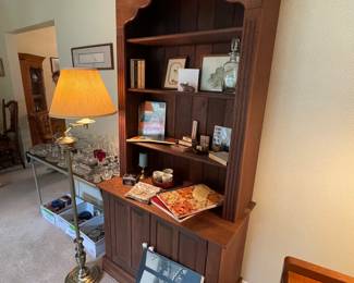 Beautiful wooden cabinet with hutch top