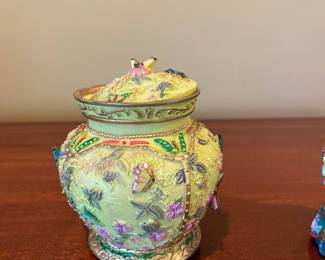 Vintage Votive  Holder with Butterflies