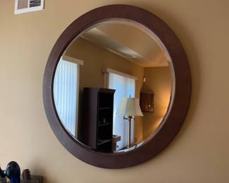 round wood mirror