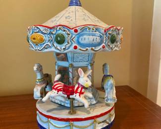 Ceramic Merry Go Round Music Box - Schmid 