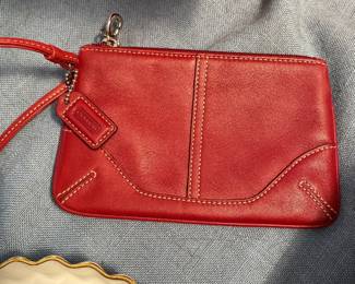 Red Leather Coach Wristlet