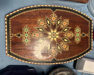 Handmade Arabic Marquetry Mosaic Inlay Wood Tray Wall Art 