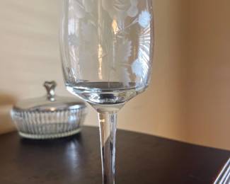 Toscany  Floral Etched Wine Glasses