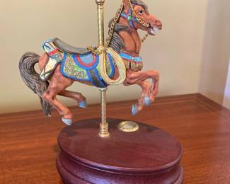 1991 Hallmark Galleries Charles Looff Wooden Brass Carousel Horse 