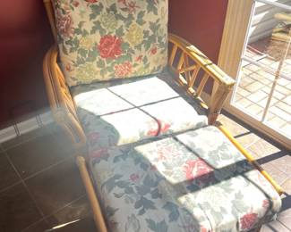 Vintage Rattan Bamboo Lounge Chair with Cushions 