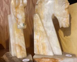 marble chess bookends knights