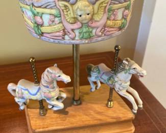 Vintage Wooden Carousel Music Box 