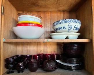 Cranberry glass dishes 