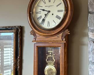 Beautiful antique oak regulator wall clock