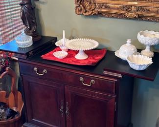 Milk glass, server /  buffet 
