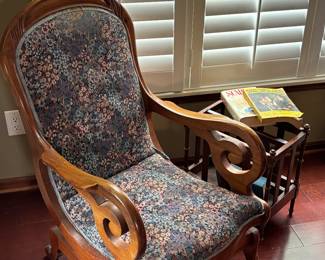 Antique embroidered rocking chair 