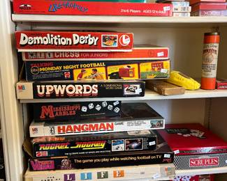 Great selection of vintage games and toys and dolls… Fisher Price, Evil Knievel, Legos, Mickey Mouse, Golden Books, etc.