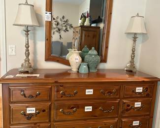Table Lamps, Ethan Allen Chateau Normandy Dresser, Mirror