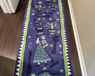 Susan  Sargen ' New Garden' Blue Runner Rug
