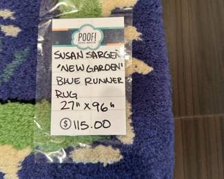 Susan  Sargen ' New Garden' Blue Runner Rug