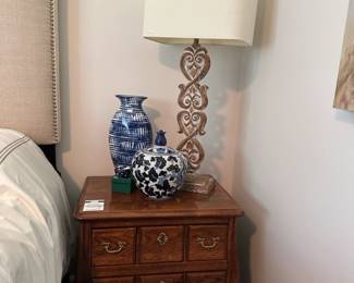  Hickory Manufacturing Nightstand, Kirkland's Kerala Lamp, Oriental Style Vase