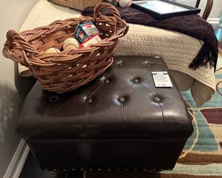 Tufted Storage Ottoman with Nailheads, Longaberger Baskets