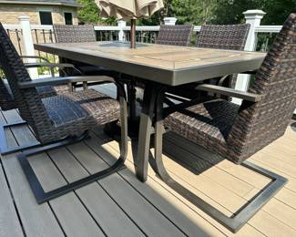 Patio Dining Table and Chair Set,  Treasure Garden Patio Umbrella
