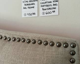 Stearns & Foster Estate Collection King Mattress,  King Nailhead Headboard and Frame

