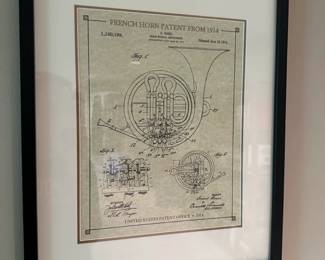 Framed French Horn Art