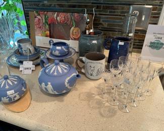 Sur La Table Himalayan Salt Block, Wedgewood Blue Jasperware Sugar Dish