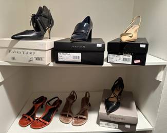 Women's shoes including brands such as: Montrail, Fly London, FootJoy, Franco Sarto
,Via Spiga, Donald J Pliner, Isaac Mizrahi, Aquatalia, Vaneli, Anne Klein, Clark's, Brooks, New Balance