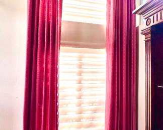 Total of 6 tall window panels with wood poles and finials. Will sell in sets of 2 