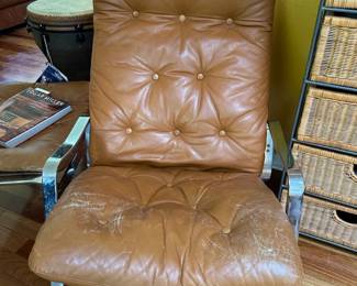 Erling Revheim Chrome Armchair with Ottoman
