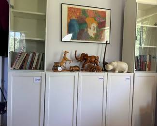 Original Artwork, Hand Carved Wood and Stone Animals, Vintage Articulated Wood Elephant