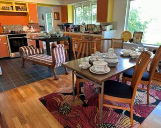 Sun cabinet dining chairs, Wood Laminate Dining Table, Stonehenge mid-winter wild oats 39 piece tableware set