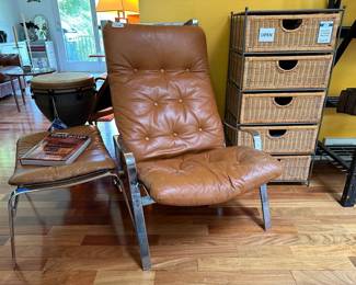 Erling Revheim Chrome Armchair with Ottoman
