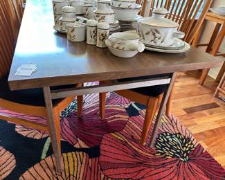 Wood Laminate Dining Table, Stonehenge mid-winter wild oats 39 piece tableware set