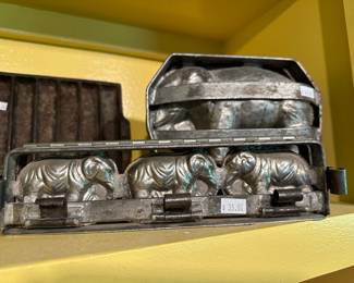 Antique Chocolate Molds Including: Easter Bunny, Ducks, Elephants, and Dog