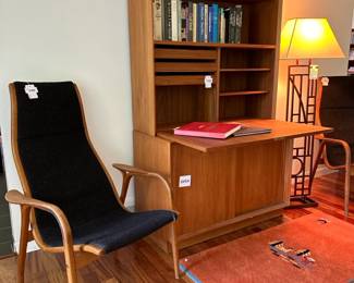 Lamino Chair by Yngve Ekström for Illums Bolighus (A), Vintage Danish Teak Bookshelf with Desk, Lamino Chair by Yngve Ekström for Illums Bolighus (B)