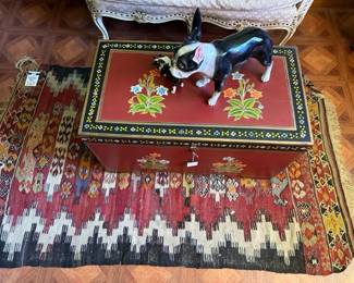 Vintage Handpainted Trunk, Sandicast Boston Terrier