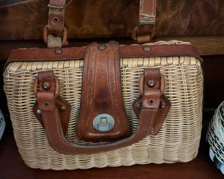 1950’s Wicker Purse with Leather Handles