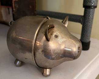 Vintage SilverMetal Piggy Bank