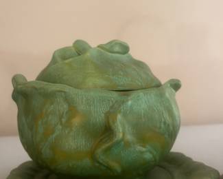 Vintage Cabbage Pottery Dish with lid