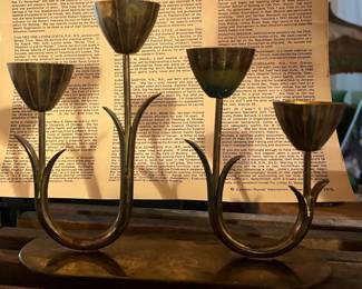 MCM 1950’s Gunner Ander Ystad Metall Sweden Candelabrum /Candleholder