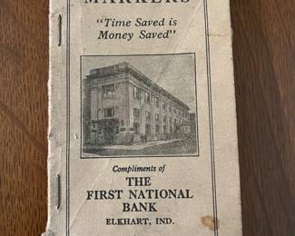 1922 Fruit Jar Markers booklet – The First National Bank Elkhart