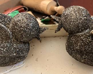 Vintage 1957 Kurt S. Adler Mica Glitter Bird Ornaments