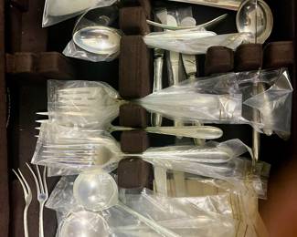 Vintage Towle Sterling silverware Silver Flutes Pattern, 5 place settings , 37 pieces