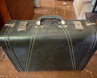 Vintage Blue Leather Suitcase