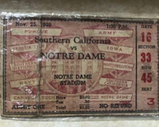 Nov 25, 1939 USC vs Notre Dame Football Game Ticket