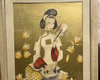 1941 Geisha Painting | Bernard Picture Co., Inc. New York City Watercolor