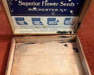 Vintage Mandeville & King Co. Superior Flower Seeds wood display box