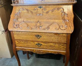 Beautiful Antique Oak Victorian Dropfront Desk