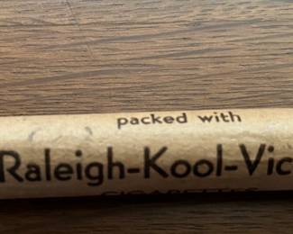 Antique Ribbon Holder- B&W Coupons,  packed with Raleigh-Kool Viceroy Cigarettes Advertising