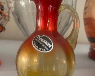 Vintage Kanawha Ambrina Red Artglass Pitcher