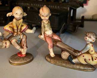 FONTANINI ITALY Boy Girl Seesaw, Leapfrog,  DEPOSE Figurine #188 Handpainted Play Kids